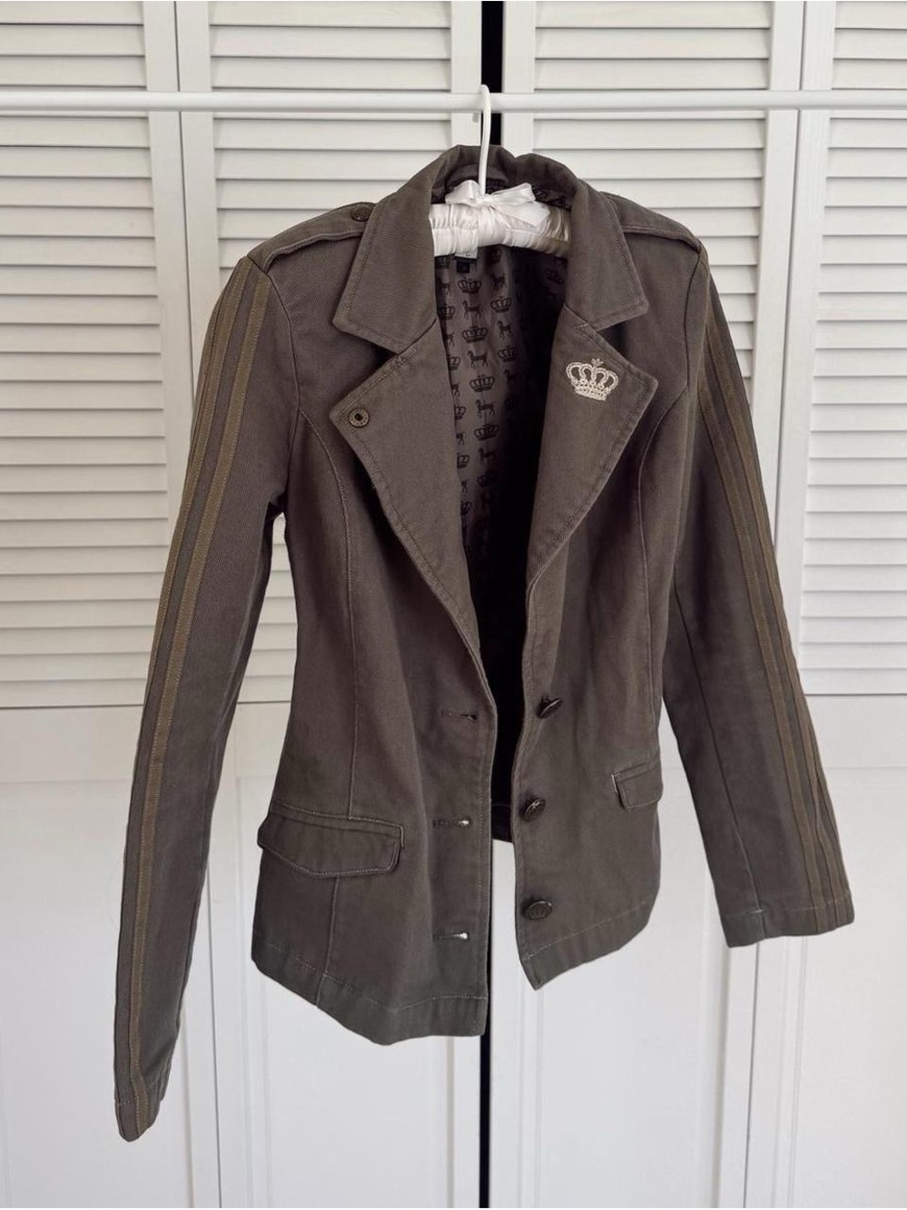 adidas Olive Green Military-Style Blazer Jacket